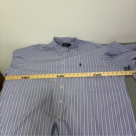 Ralph Lauren Yarmouth 100% Cotton 17 1/2 32/33 Men's Striped Dress Shirt Button - Picture 5 of 6